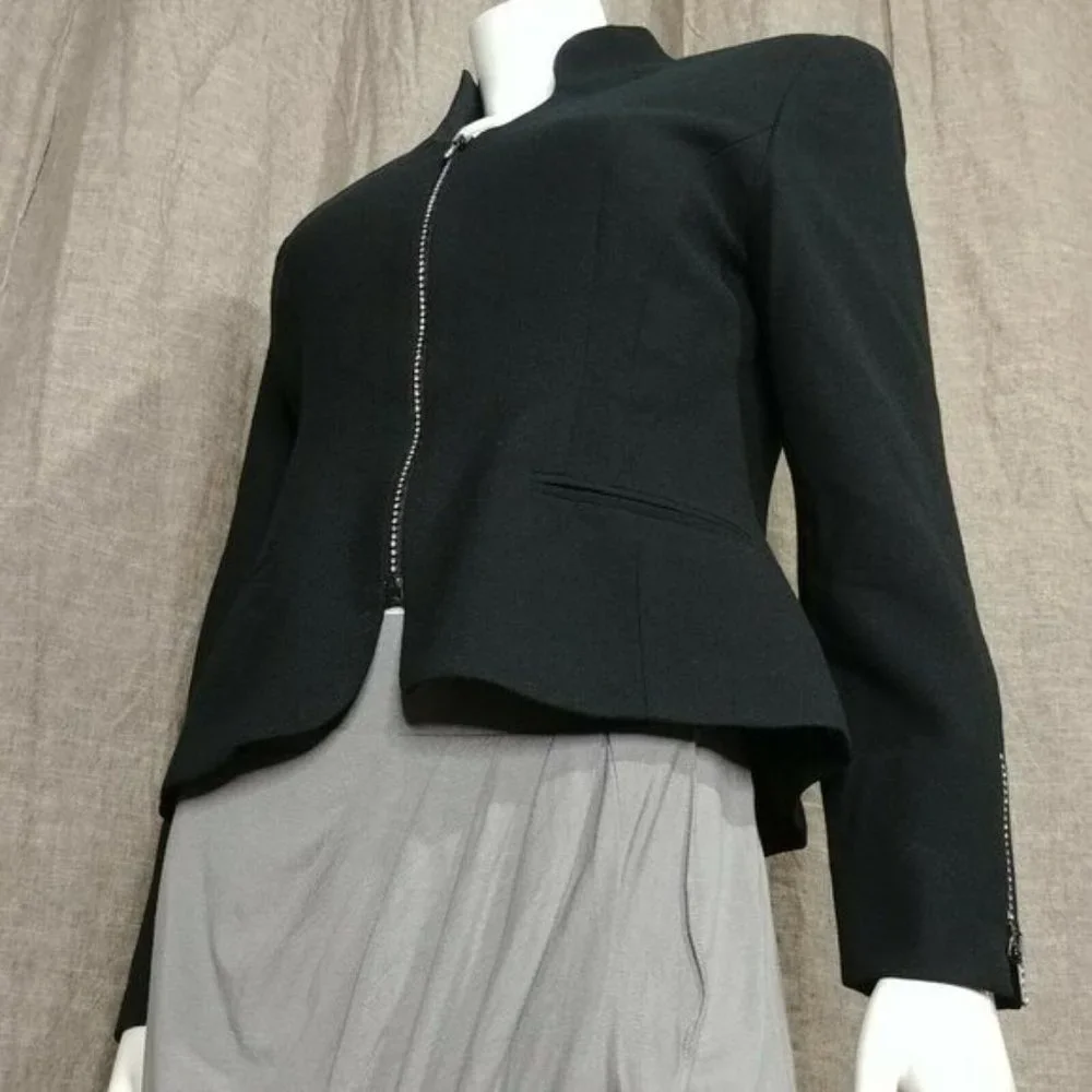 Christian Dior Women's Jacket Blazer Rhinestones Zipper In Black Size 6